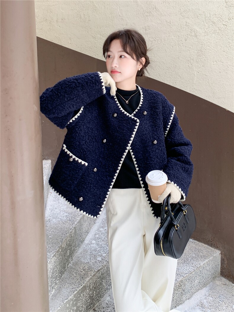 现货-2025年冬季新款90白鸭绒保暖小香风羊毛羽绒服外套女,女装羽绒服,霓裳依族