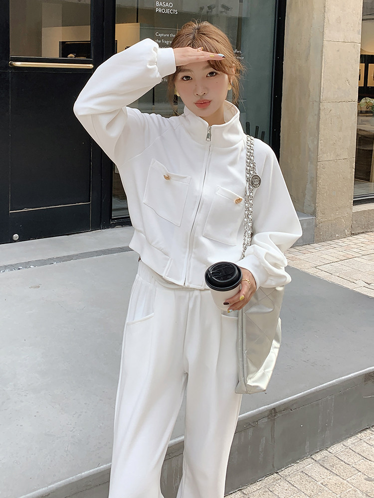 白色休闲运动套装两件套女春秋2024新款高级感甜辣两件套酷盐系,女装套装/套裙,曼娅璐