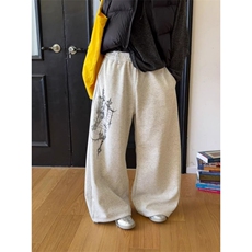 美式复古字母印花绑带卫裤街舞阔腿长裤，男装休闲裤，四季星座505