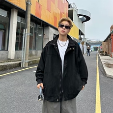 麂皮绒外套男春秋季2025新款小众上衣美式宽松休闲夹克1355-P68，男装夹克，星座910-5