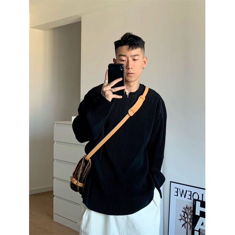 美式运动长袖T恤宽松速干跑步训练健身衣纯色休闲打底衫CU013P35,男装T恤,电商D256-3(原A064-3)