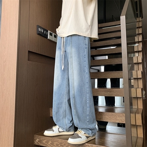 XZ213-DK2000-P55控68 港风美式日系复古水洗阔腿拖地牛仔裤男潮图片