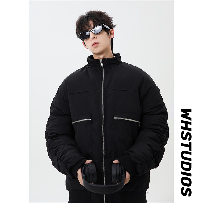 秋冬新款港风复古拉链设计立领保暖棉服男 XZ213-MF01-P148控168图片