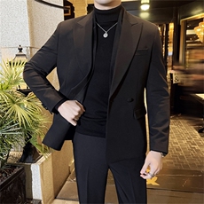 秋冬韩版修身西装套装两件套男士休闲轻熟风男装小西服痞帅外套潮，男装西服，星座505-2（原电商A260-1)