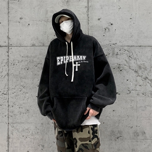男装做旧加厚连帽卫衣23秋冬十字架印花男生外套XZ514-2-6677-P78图片