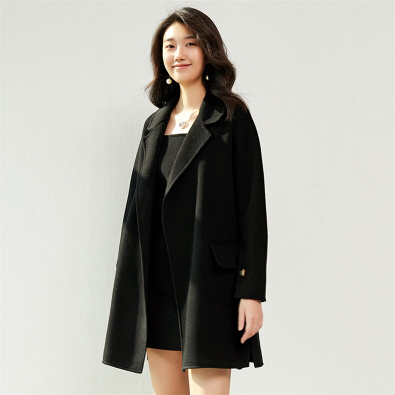 西装领时尚简约百搭中长款2024年冬季羊毛外套，女装毛呢外套，高哲羊绒