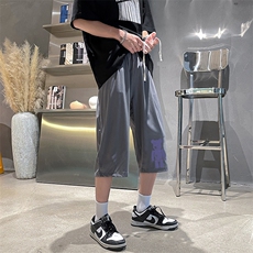 QK72242-P25冰丝七分裤男大码速干短裤男五分裤港风，男装休闲裤，电商A040