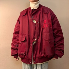 美式飞行员夹克男2023秋冬新款潮设计感工装棒球服上衣W5212-P58，男装夹克，星座412-3