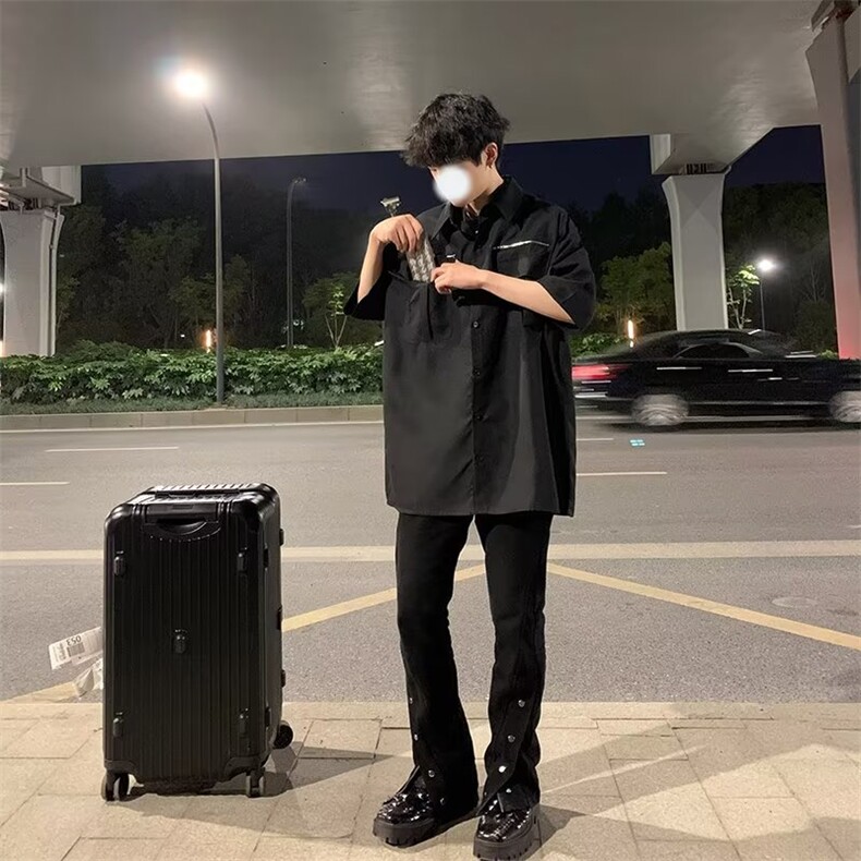 短袖衬衫男女夏季小众设计感拉链衬衫RC79P36,男装衬衫,星座1116-2