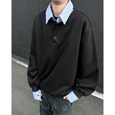 假两件条纹拼接卫衣女休闲百搭长袖上衣WY06624-P48，男装卫衣，星座308B-2