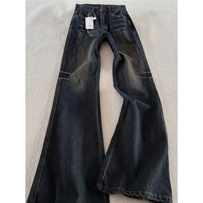 美式复古低腰微喇叭牛仔裤新款显瘦高街阔腿拖地裤513CK3521P47,男装牛仔裤,星座513
