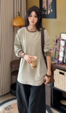 图300克加厚德绒撞色潮流条纹冬季打底衫男女长袖T恤P38，男装T恤，电商C306-1