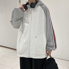 F134-P38高街潮流宽松休闲连帽卫衣2024春季条纹运动开衫外套男，男装夹克，星座512-6
