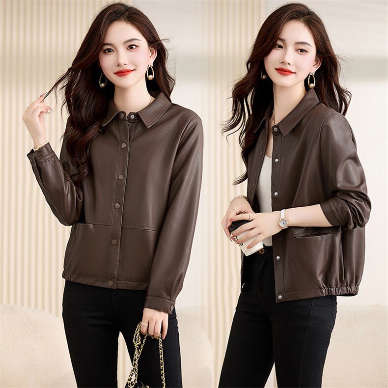 休闲小皮衣外套女短款2023年春秋季新款小个子显瘦机车PU皮衣外套，女装皮衣，江南女神