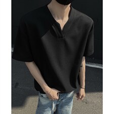 特批250克男装夏季新款大码宽松短袖T恤夏装V领打底衫S399P20，男装T恤，电商A233-1