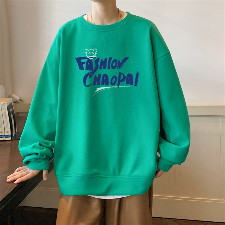 华夫格！2023秋季新款男士圆领卫衣百搭长袖T恤HWY12P30，男装卫衣，电商B220