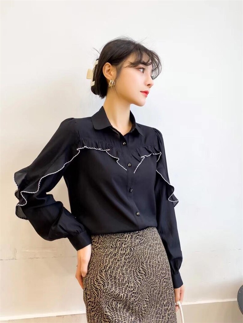 胸前绣花气质款衬衫，女装衬衫，名门秀