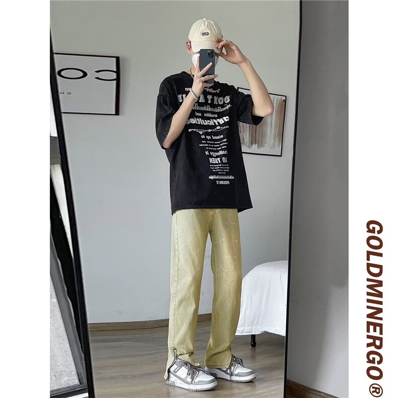2024美式牛仔裤男款春季长裤全刺绣半松紧潮C1711P48,男装牛仔裤,星座1116-2