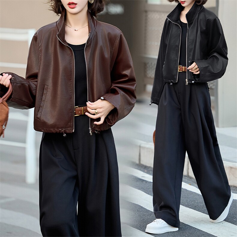 跑量安哥拉小皮衣外套女2024春秋新款高级感炸街小个子机车服夹克,女装皮衣,美拉德工厂直营店