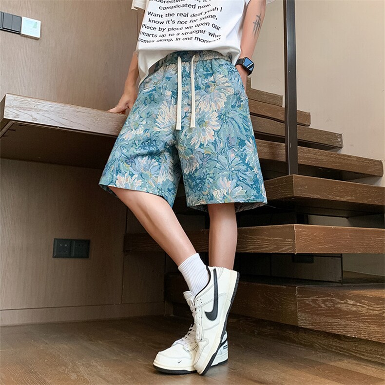K208-P32 控49 新款现货夏季宽松男士提花休闲短裤图片