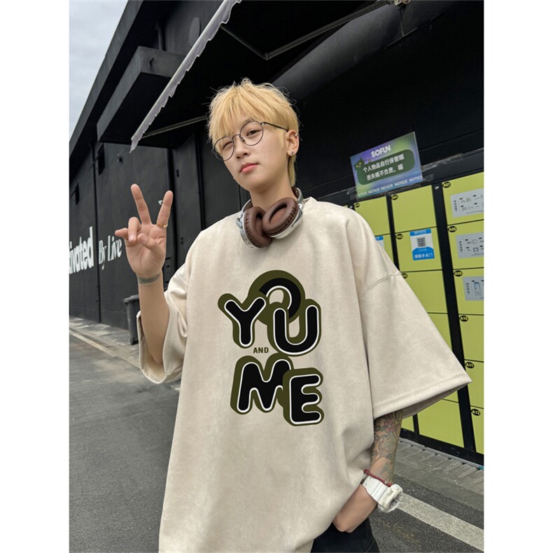 2024夏季新款麂皮绒圆领短袖T恤RT440-特P19控38,男装T恤,电商B370