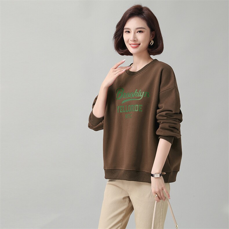 时尚宽松加绒卫衣女新款韩版百搭显瘦长袖上衣学生休闲外套,女装卫衣/绒衫,秋牧寒烟