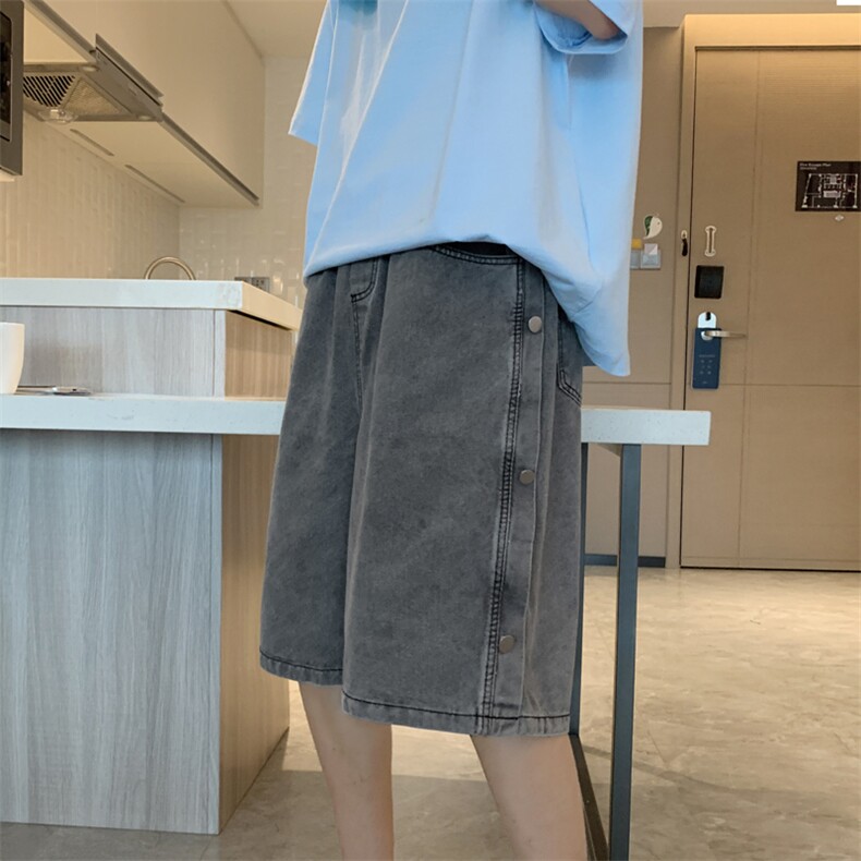 高街排扣牛仔短裤男潮宽松ins直筒百搭休闲五分中裤夏季K934-P35,男装休闲裤,星座512-2