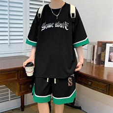 2026夏季新款T宽松港风大码情侣T恤男女短袖短裤运动休闲短，男装T恤，星座218-1（原230）