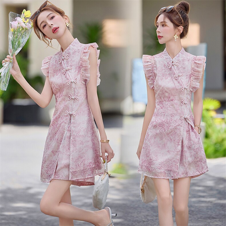 夏季新款2025重工镶钻盘扣印花套装女气质洋气优雅两件套套裤，女装套装/套裙，涵墨