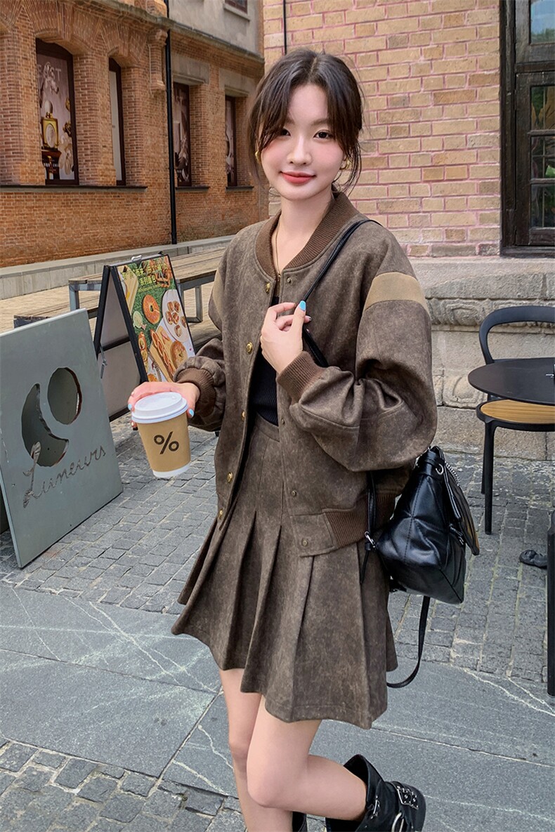 时尚套装两件套裙圆领拼接,女装套装/套裙,浙宝069