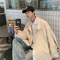 外套男小众春秋植绒小熊刺绣夹克男oversize工装棒球服JK452-P60，男装夹克，星座1008-1