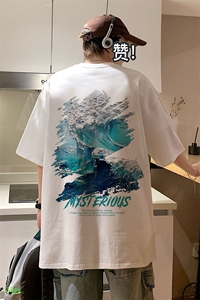 新款短袖t恤男女潮流印花感宽松半袖体恤衫男517A-2-T6632-P28图片