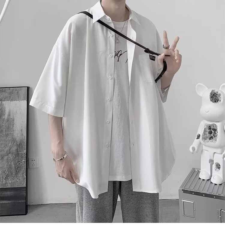 潮流新款ins男衬衫夏日系文艺流行潮五分袖百搭标准218-8CSC11P30,男装衬衫,星座218-8