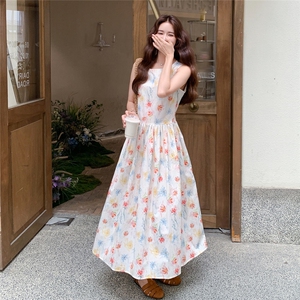 法式减龄碎花无袖背心连衣裙女夏2025新款超火气质温柔风流行长裙图片