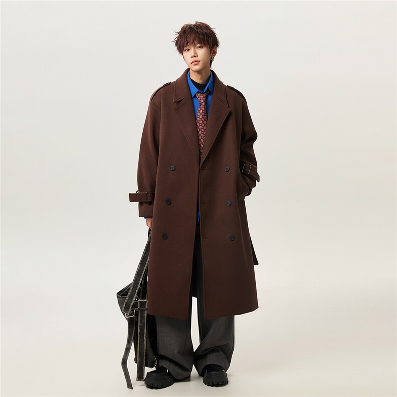 秋冬新款男中长款过膝风衣韩版毛呢大衣韩系外套A430-F523P138，男装风衣，电商A430（原星座702）