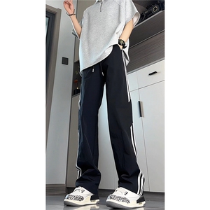 高个子加长男裤子夏季冰丝薄款休闲裤190cm115条纹运动裤KZ048P50