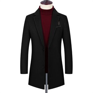 新款50%毛呢中长款风衣男秋冬绣花大码外套毛呢大衣男1961-P170,男装毛呢大衣,星座217-4