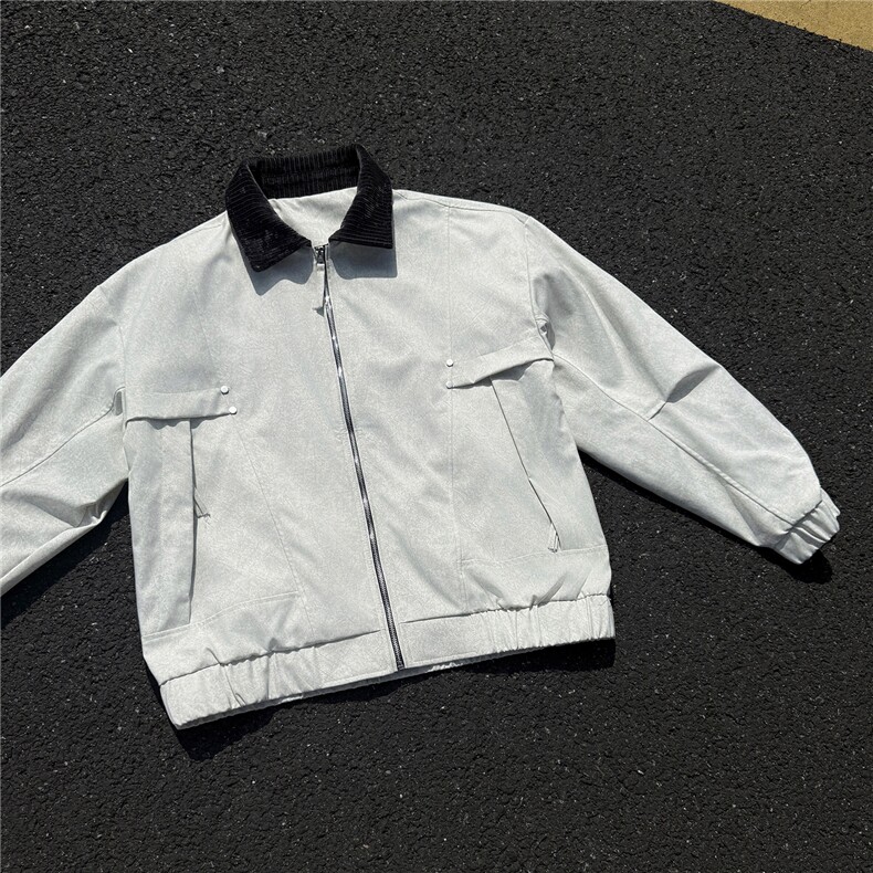 黑墙秋季工装夹克休闲潮牌斜印花翻领休闲外套A436-6108-P75,男装夹克,电商A436