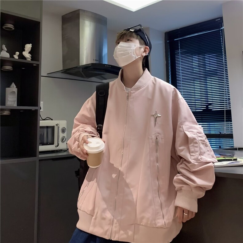 美式高级感工装棒球服外套男春秋季新款拉链多口袋JK8723-P60,男装工装外套,星座1109-3