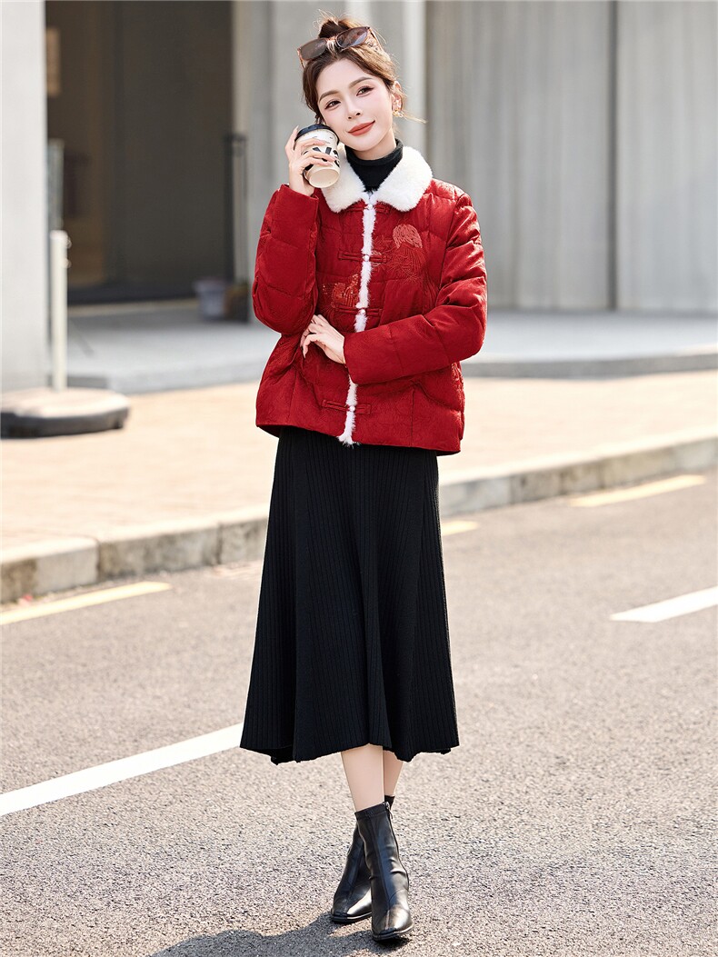 羽绒服女冬季2025年新款时尚白鸭绒加厚保暖外套,女装羽绒服,悠米