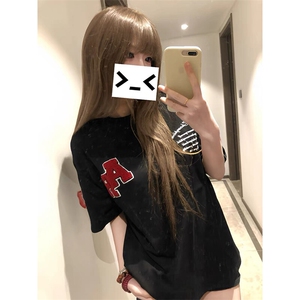 万针全刺绣工艺抖音得物高品质260克重磅纯棉双纱美式高街短袖T恤图片