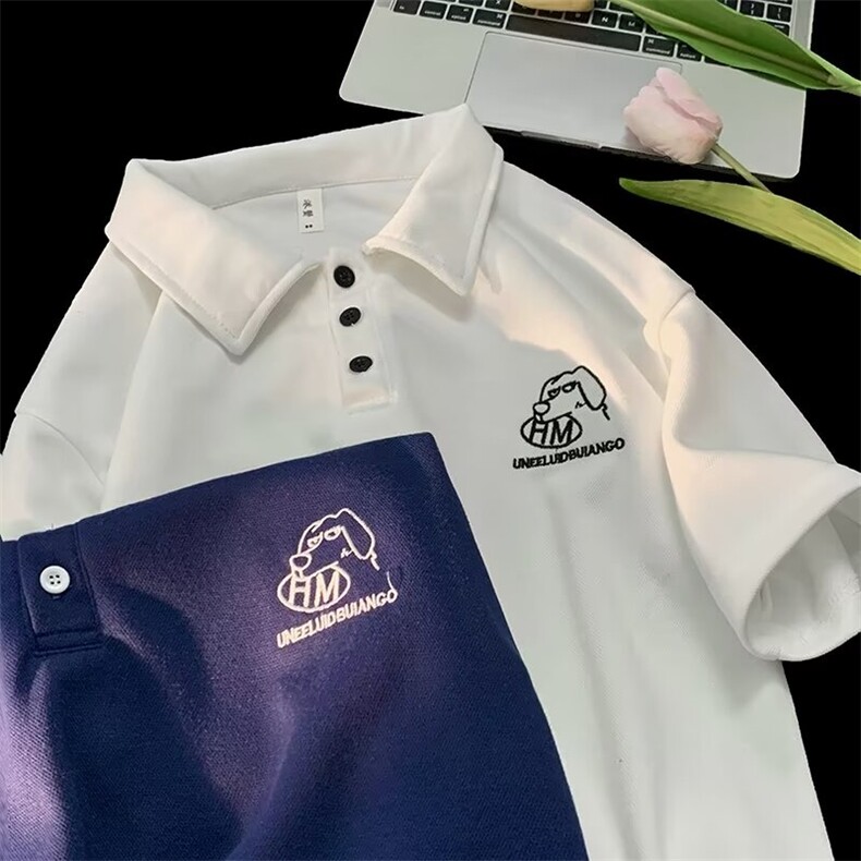 华夫格Polo衫男夏季潮刺绣翻领短袖t恤休闲百搭宽松半袖WP55-P34,男装T恤,星座1008-1