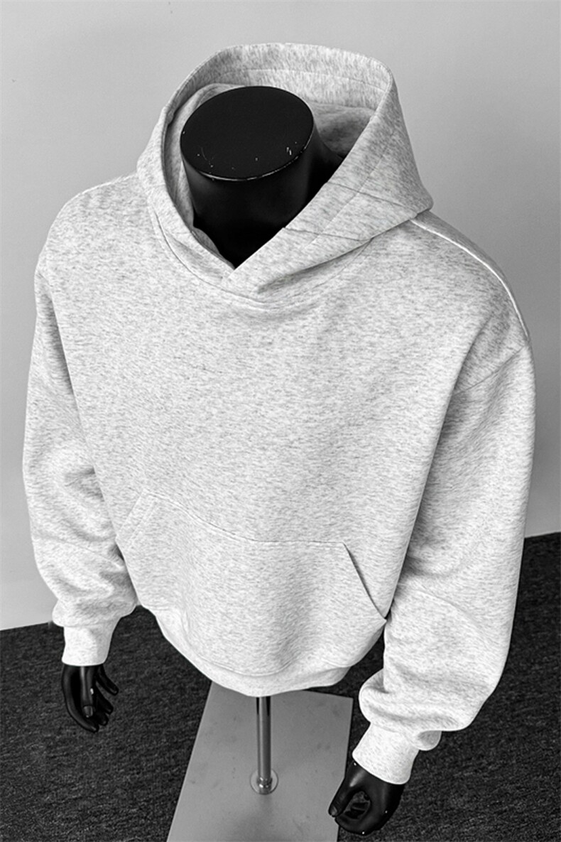 美式重磅连帽外套男生春秋季大码上衣服新款纯色潮牌宽松休闲帽衫,男装卫衣,电商A022