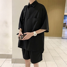 日系红休闲套装帅气百搭夏季宽松ins潮痞帅两件套T661-P50，男装T恤，星座512-2