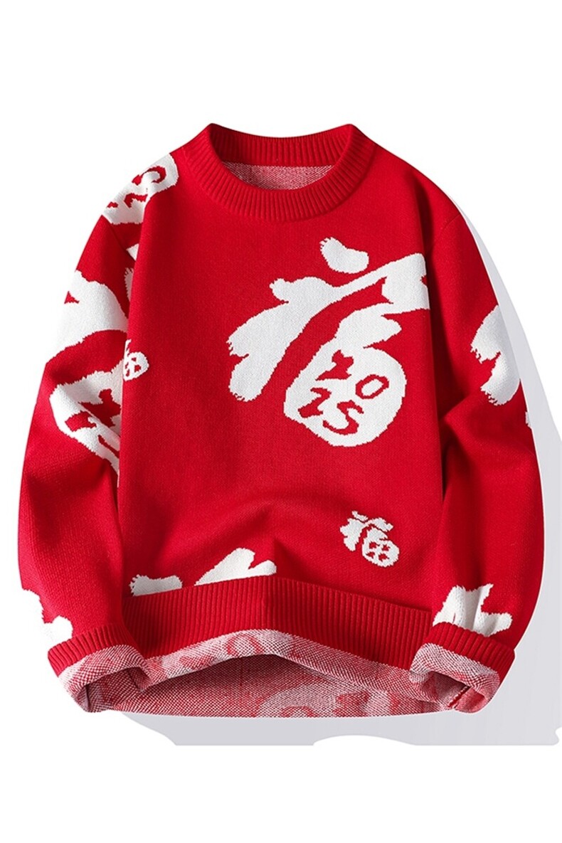 76283-特P60红色毛衣男款冬季过年服内搭打底衫男保暖针织衫,男装针织衫/毛衣,电商D310B