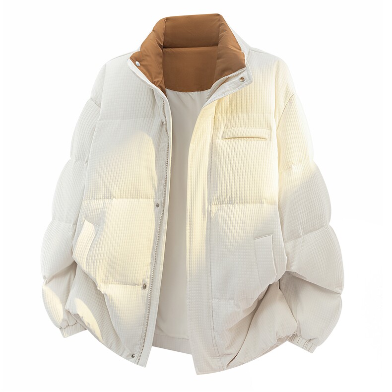 2025高街肌理感立领羽绒服情侣新玉米格冬90白鸭绒SYR2601-P240，男装羽绒服，星座610B-1