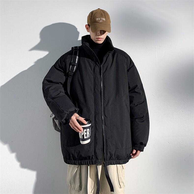 现货冬季美式休闲加厚雪山外套夹克立领纯色三防户外工装棉服,男装夹克,电商A486-1