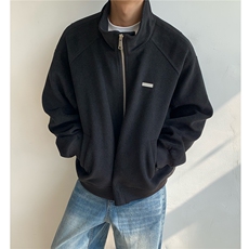 冬装新品弯刀袖毛呢加棉夹克棉衣休闲纯色加厚外套男H1021P118，男装棉衣，电商A341