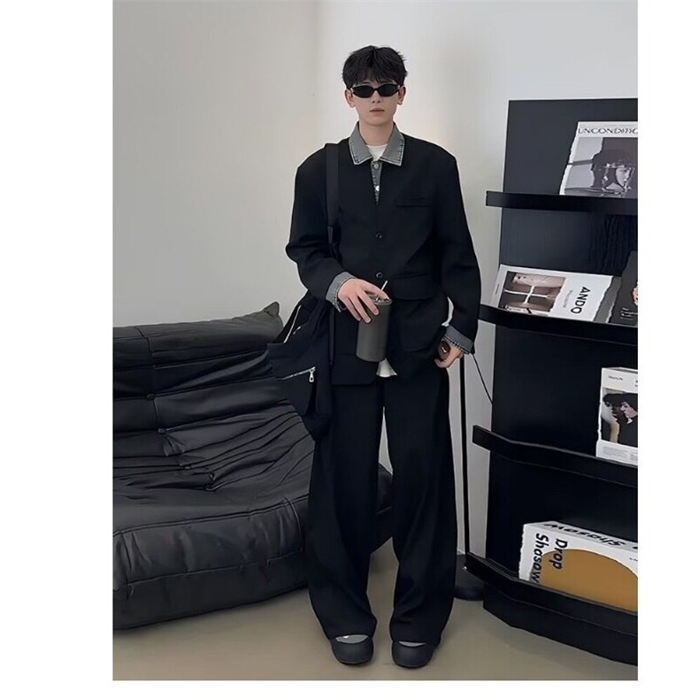 【有货】DJK288-特P88假两件西装外套男生品质拼接复古时尚上衣潮图片