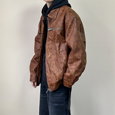 现货-水洗质感复古皮外套男pu机车服潮牌痞帅夹克-AP23106-P115，男装夹克，电商A351